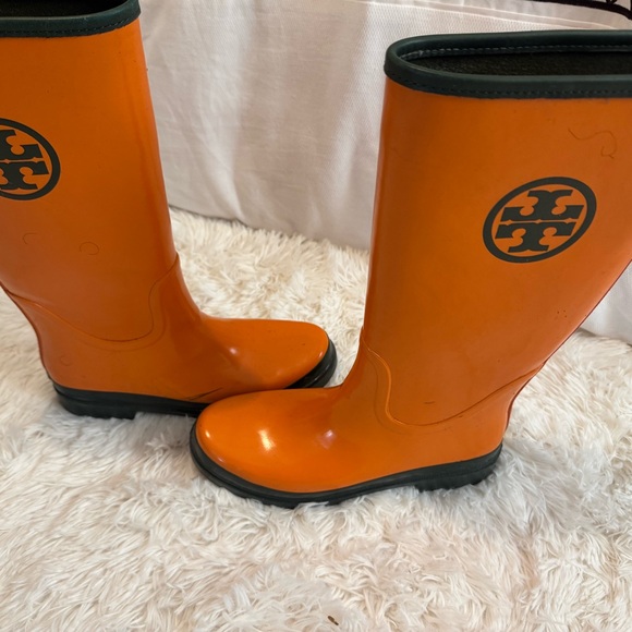 Tory Burch Shoes - Tory Burch Vibrant Orange Boots with Black Trim